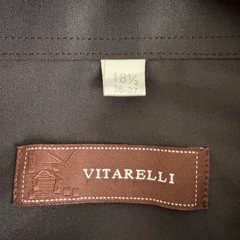 Vitarelli Mens Black Dress Shirt Long Sleeve Button Up Business Party 18.5 36/37 - Picture 3 of 4